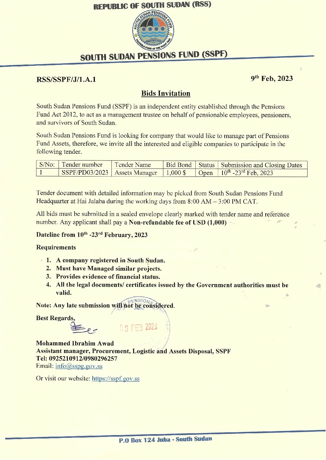 Tender for Assets Management